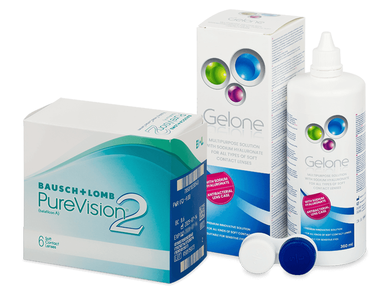 Purevision 2 (6 Linsen) + pflegemittel Gelone 360 ml