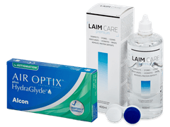 Air Optix plus HydraGlyde for Astigmatism (3 Linsen) + Laim Care Pflegemittel 400 ml